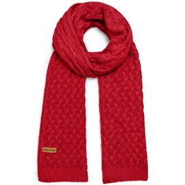 HRUTANE Winter Scarf for Women, Chunky Ribbed Knit Soft Long Wrap Cold Weather Stocking Stuffers Thick Warm Large Scarves,Red