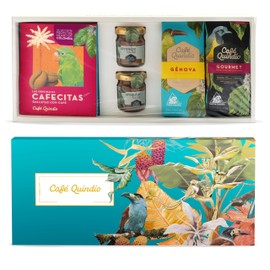 Cafe Quindio Barranquero Gift Set - The Best Assortment of Coffee Products - 1 Gourmet Ground Coffee + 1 Genova Ground Coffee + 2 Milk Caramel + 1 Cafecitas Cookies