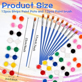 EOGRFW Acrylic Paint Strips for Kids&Adults,Bulk Set of 12 Washable Filled Paint Sets in 8 Colors,with 12 Paintbrushes,Painting Art Supplies Craft Paint Pots,Perfect for Home Birthday Party(8 Color)