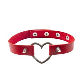 Gopbrer Cute Red Choker Necklace, Punk Heart Spike Leather Choker Necklace, Goth Emo Y2k Accessories for Women
