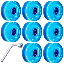 Tanzfrosch 8 Pack Roller Skate Wheels with Bearings Installed Quad Light Up Wheels for Double Row Skating and Skateboard 82A 32mm x 58mm