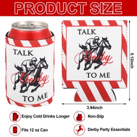 Pickmesh 12 Pcs Derby Can and Beverage Coolers Talk Derby to Me Coolers Kentucky Horse Race Gifts Collapsible Funny Novelty Derby Can Holder for Horse Race Party Supplies