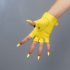 DooWay Women's Short Leather Driving Gloves Yellow Half Finger Genuine