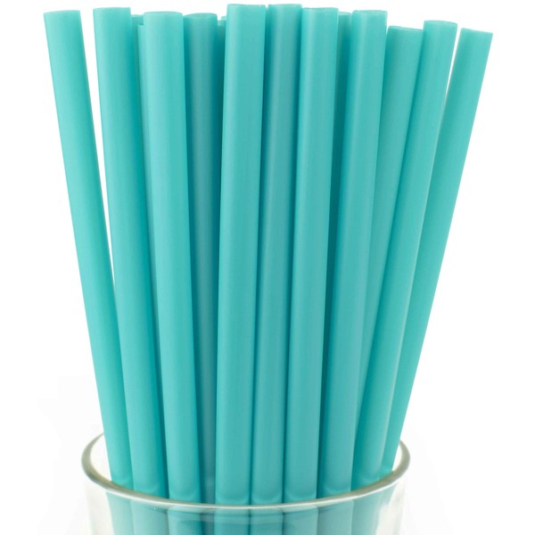 Made in USA Pack of 250 Jumbo Teal (10" X 0.28") Individually Wrapped Plastic Smoothie Drinking Straws (Non-toxic, BPA-free)