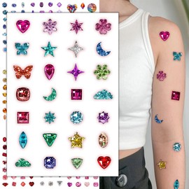 CHARLNET Gems Temporary Tattoos for Women Girls - 237 Pcs Realistic Jewels Diamonds Tattoos Makeup Stickers for Girls Women