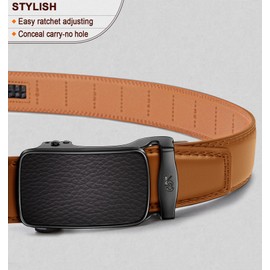 KEMISANT Men's Belt-Nontrimmable Ratchet Belt Adjustable for Gift Men Lightweight 1 3/8"(orange brown,42"-48" Waist Adjustable)