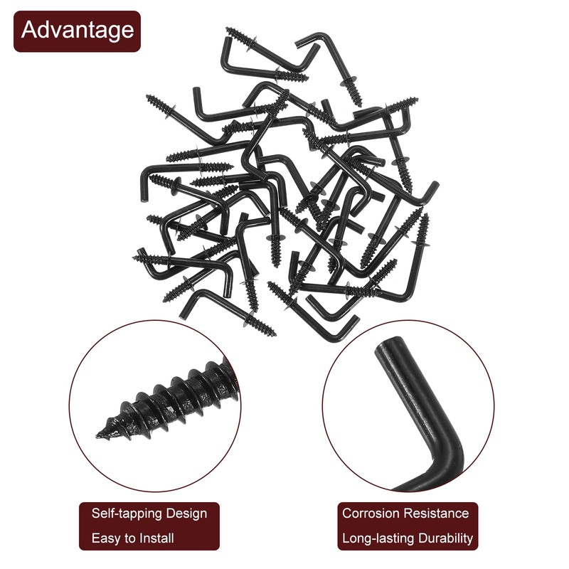 sourcing map 40 Pcs L Shape Hooks, 5/8 Inch Right