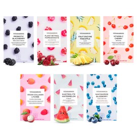Vitamasques Face Masks Skincare Sheet Kit, 7-Pack - Juicy Collection of Triple-Layer Sheet Facial Masks - Korean Skin Care Pore Purifying, Brightening, and Hydrating