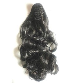 24" Claw Clip in Wavy Ponytail Extensions Off Black 1B Heat Friendly Fire Resistence Fiber …