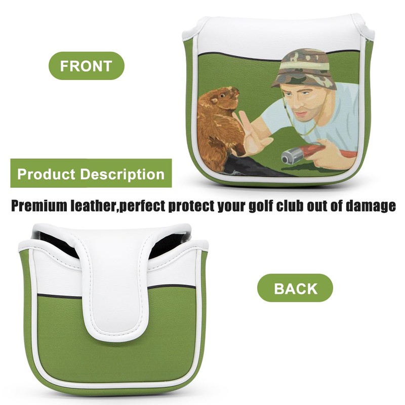 Golf Square Heel Shaft Mallet Putter Cover Headcover, Funny Design