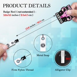 KANGYUSO Cute Uterus Retractable Badge Reel, Midwife at Your Cervix Black Glitter Badge Reel with Alligator Clip, Midwife Gifts, Funny ID Card Holder Gifts for OB/GYN L&D Nurse Doctor Medical Worker