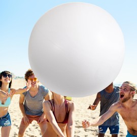 Gemscream 2 Pcs 6.5 Feet White Giant Beach Ball Large Inflatable Ball Swimming Pool Party Ball for Summer Beach Massive Beach Decorations Supplies for Water Games Birthday Pool Party