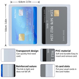 DEEZOMO 6 Card Slots Transparent Wallet Insert For Credit Card Set of 4, Men and Women Credit Holder Insert for Work and Travel Waterproof and Portable