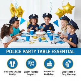 Fun Express - Police Party Shaped Dinner Plates for Birthday - Party Supplies - Print Tableware - Print Plates & Bowls - Birthday - 8 Pieces