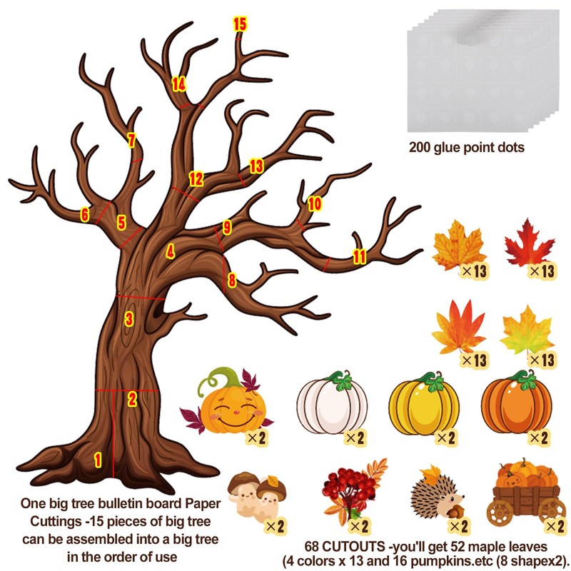 4Ft Big Tree Bulletin Board Set Fall Bulletin Board Decorations