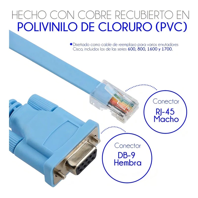 Cable Consola Savefree Rj45 a Db9 Hembra Rs232 Cisco 1.8m