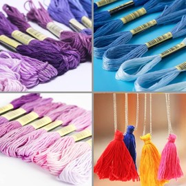 CJESLNA 80 Skeins Embroidery Floss Kit, Embroidery Thread, Cross Stitch Thread, 50 Colours, 12 Black, 12 White, 10 Floss Bobbins (50 Multicolor)