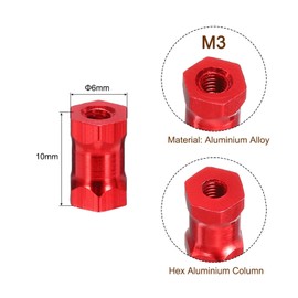 sourcing map Hex Aluminium Standoff Column Spacer,Standoffs Hexagonal Spacers M3x10mm,Spacers Assortment Kit for RC Airplane,FPV Quadcopter,CNC,Red,Pack of 15
