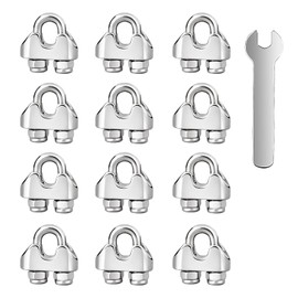 Wire Rope Clip M3 Cable Clamps (12 PCS) 304 Stainless Steel Cable Clip with Locknut, U Bolt Saddle Wire Rope Clamp for Ø 3mm Rigging Rope Garden Tensioning Rope Industry Household Transportation