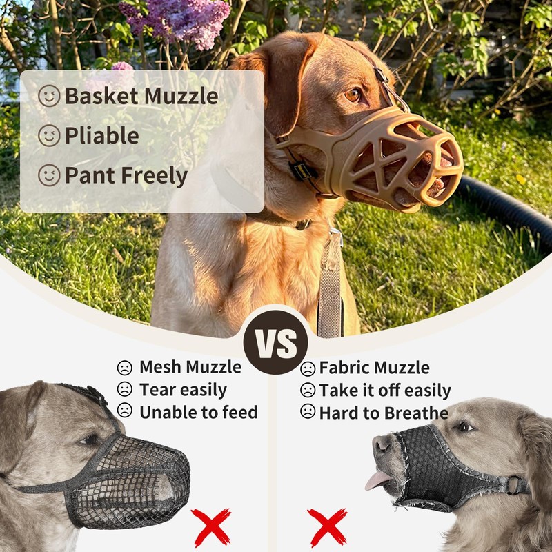 Mayerzon Dog Muzzle, Breathable Basket Muzzles for Small, Medium, Large