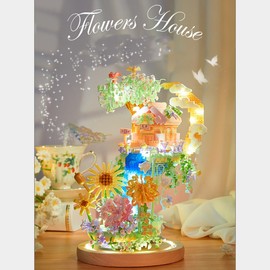 Doyomtoy Flower Cottage Construction Toys, Indoor Decoration Kits, Craft Toys, Adults & Children, Gifts, Decorations, Collectibles