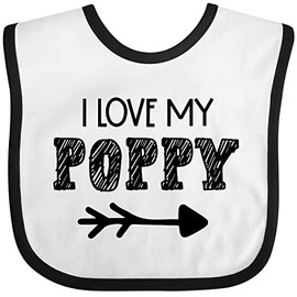 inktastic I Love My Poppy with Arrow Baby Bib White and Black 3f297