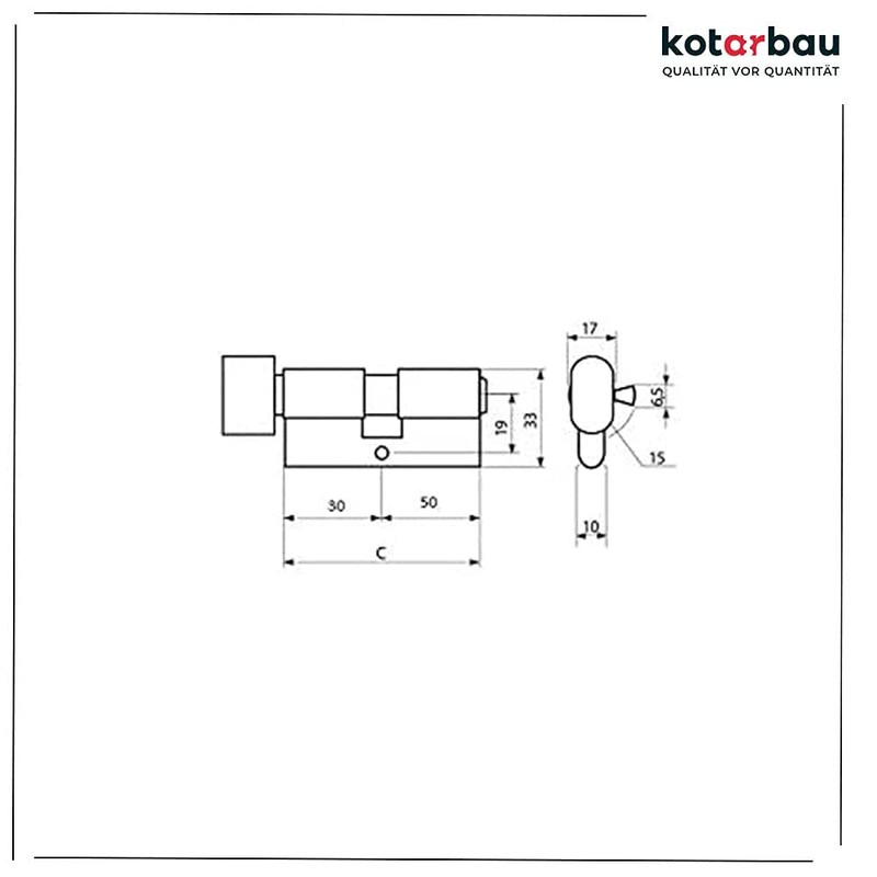 KOTARBAU 5907465918879 Locking Cylinder, Brass, 25/25