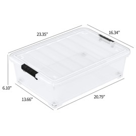 Zerdyne 25 L Clear Under Bed Storage Bins with Lids, 4-Pack Under Bed Plastic Latch Storage Box with Wheels