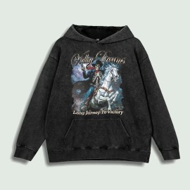 Valley Dreams Skeleton Rider Graphic Hoodie 100% Cotton US Warehouse 6 ColorsColor: Red, Size: Xl