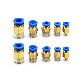 Pack of 10 Male Thread Pneumatic Straight Quick Connectors Suitable for Air, Water, Vacuum (4 mm Push Fit x 1/4 Inch BSPT Thread)