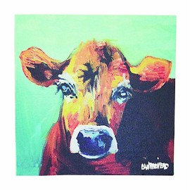 Creative Co-Op DA2249 Canvas Wall DÃ©cor with Cow Image