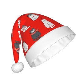 UGTEWXU Cute Cats Christmas Hat for Adult Christmas Head Decoration Cute Animal Print Santa Hat for New Year Festive Holiday Party Supplies