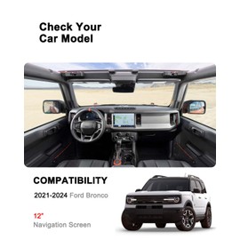 Yabingbos Screen Protector for Ford Bronco Raptor/Wildtrak/Outer Banks/Everglades/Badlands 2021-2024 2025 12-lnch SYNC 4 Touch Screen Accessories with 9H Tempered Glass, Anti-Fingerprint, Full Cover