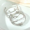 FUNOJOY Silver Bangle Bracelets Set for Women, Multi Layer Stackable