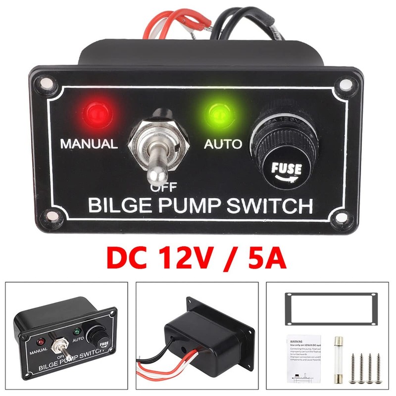 KUNLONGSKY DC 12V Fused Marine Bilge Pump Switch Panel with