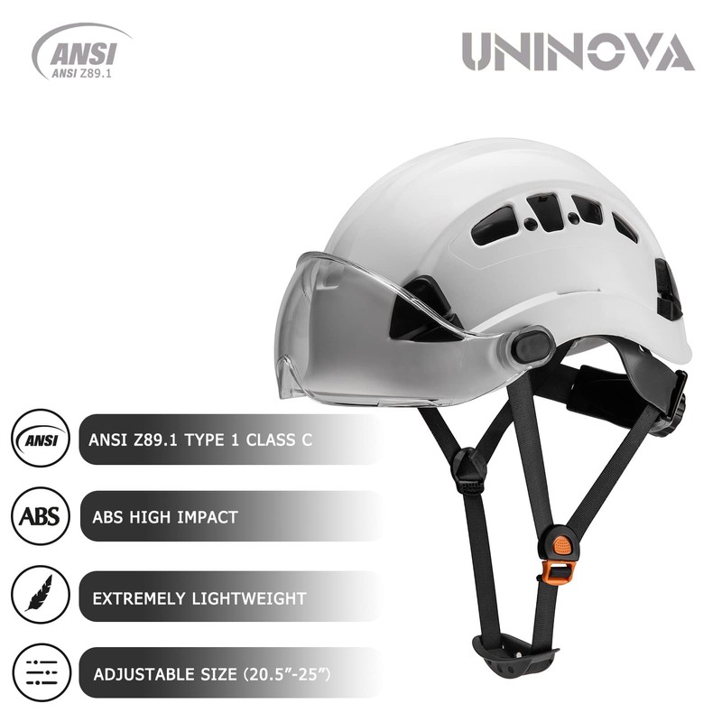 UNINOVA Safety Hard Hat with Visor - ANSI Z89.1 Approved