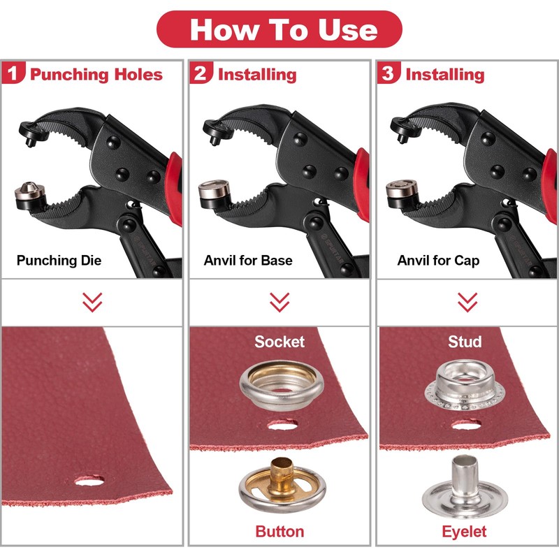 Spurtar Heavy Duty Snap and Fasteners Kit Adjustable Snap Button