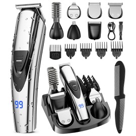 Beard Trimmer for Men, 17-Pc Set Rechargeable Hair Clippers Kit with Safety Lock,Mens Grooming Kit for Hair Beard Body & Nose,Gifts for Men