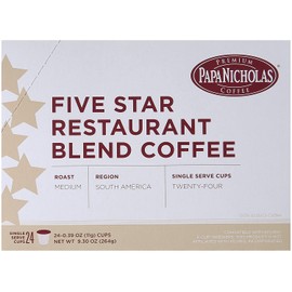 PapaNicholas Coffee Single Serve Coffee Cups Fits Keurig K Cup Brewers, 5-Star Restaurant Blend, 24 Count
