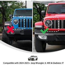 Linksip Angry Eyes Design - Headlight Covers & Grille Kit Compatible with 2024 2025 Jeep Wrangler JL 4XE & Gladiator JT Sport Rubicon Sahara Willys Mojave, Exterior Accessories(Black)