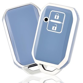 OFF WE GO TPU Key Shell Car Key Cover, Key Case, Compatible with New Suzuki Swift, New Wagon R, New Wagon R Stingray/Crosby (XBEE), 2 Buttons, Blue Silver