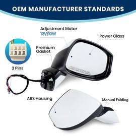 xingshihuang Right Passenger Side Mirror For (2012 2013 2014 2015) HONDA CIVIC with Power Mirror Manual Folding丨Without Turn Signal Light Non-Heated Match to White Replace#76202TR0A01(3 Pins)