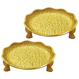 Hrbjunuo 2 Pack Brass Clawfoot Candle Dish,Pedestal Dish,Antique Candle Holder,Vintage Brass Candle Tray,Jewelry Dish Stand for Jewelry Rings Trinkets Coffee Table Centerpiece Home Decor