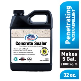 Rain Guard Water Sealers SP-4003 Concrete Sealer Super Concentrate - Water Repellent for Interior or Exterior Concrete - Covers up to 1000 Sq. Ft., 32 oz Makes 5 Gallons, Invisible Clear