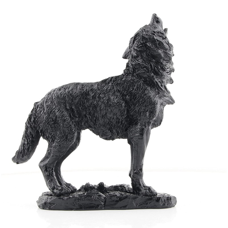Wisifayardin Estatua y figura de lobo aullador negro para decoración