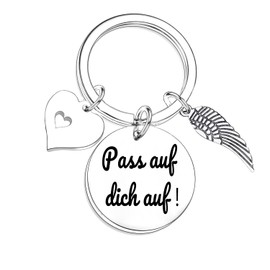 Nfyxcaz Pass Auf Dich On Keyring for Daughter, Son, Sister, Brother, Gifts for Drivers, Take care of you-1