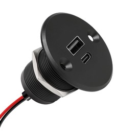 Toma de corriente USB C de 12 V/24 V, totalmente de aluminio, QC 3.0 USB y PD 3.0 USB C 24 W, enchufe de carga de alta velocidad, cargador rápido USB de montaje empotrado para caravana