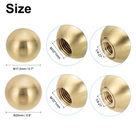 PATIKIL 17.5mm 20mm Ball Lamp Finials Caps Knob, 2pcs Solid Brass Lamp Shade Top Decoration Screw Cap Nuts with Brass Reducing Adapter for Table Floor Lamps