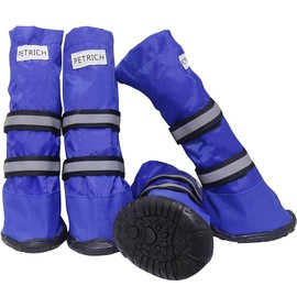 Dog Shoes, URBEST Waterproof Dog Boots, Warm Lining Nonslip Rubber Sole for Snow Winter Use for Medium and Large Dogs (XL, Blue)
