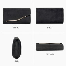 BWKUNOLF Clutch Purse Evening Bag for Women Suede Handbag Wedding Party Clutches (Black)